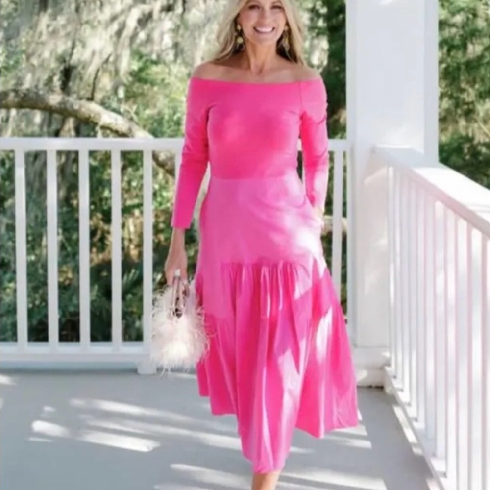 NEW!! Tuckernuck Vibrant Pink Long Sleeve Dress - Picture 2 of 4